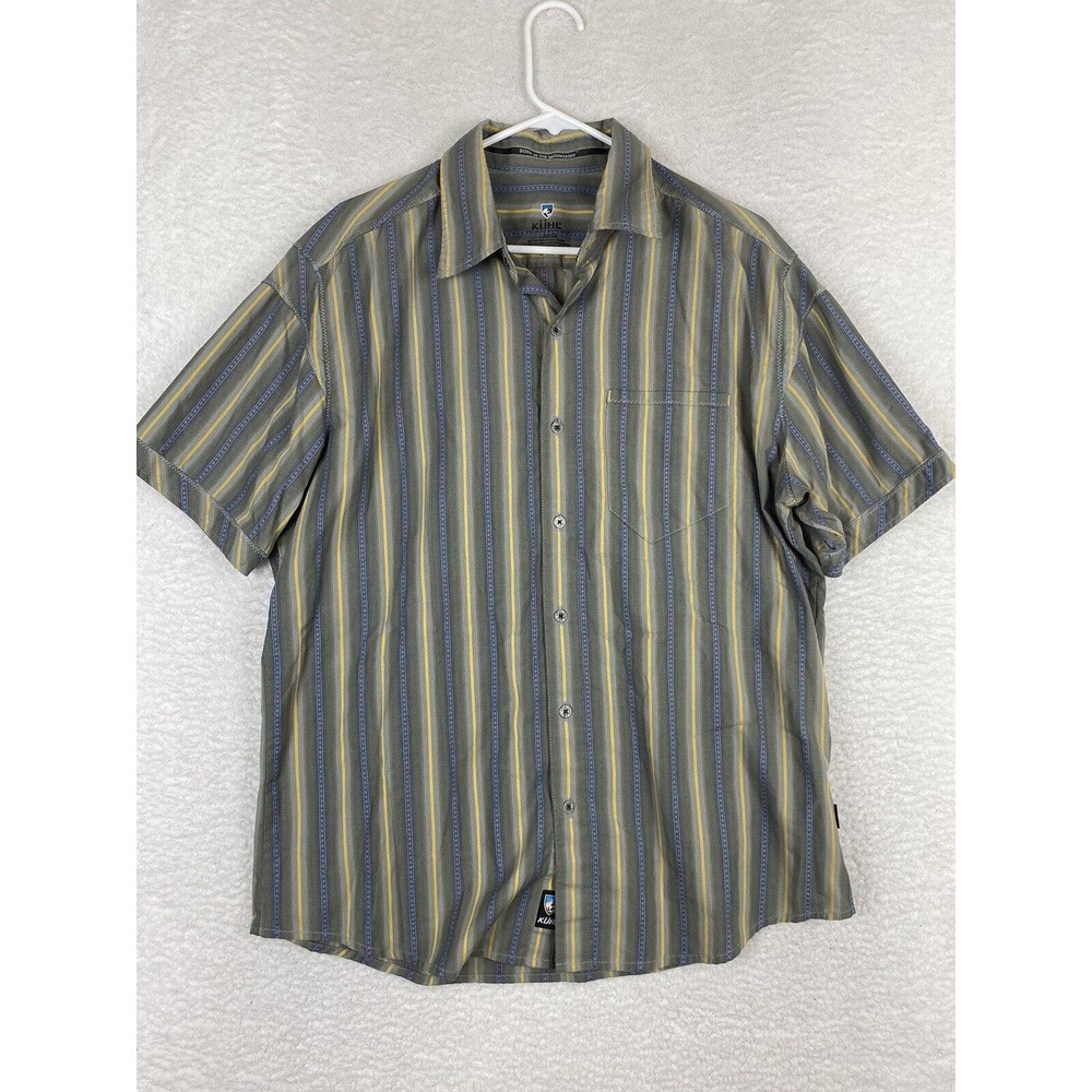 Kuhl Short Sleeve Shirt Striped Hiking Camping Outdoors Men's Large